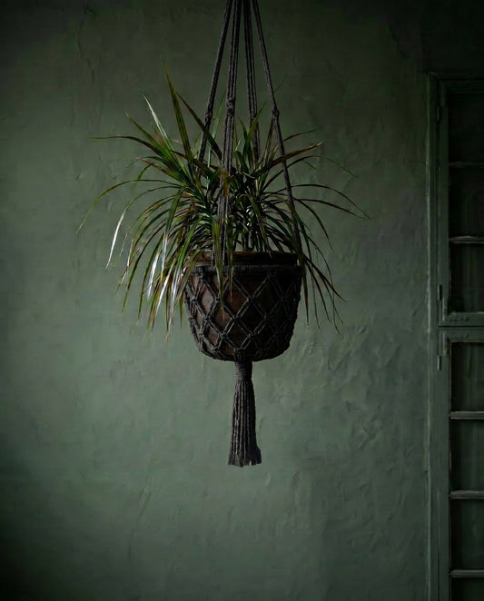 De Macrame Planthanger - Zwart - L