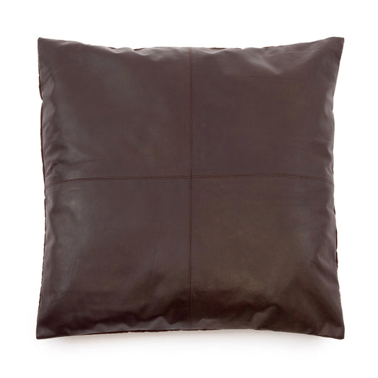 Four Panel Leather Kussenhoes Chocolade 60x60