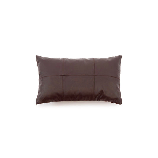 Six Panel Kussenhoes Leder Chocolade 30x50