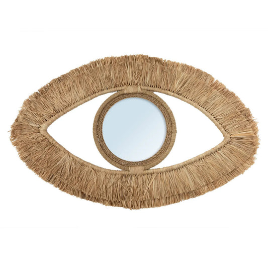 Raffia Eye Spiegel Naturel 70 cm ø