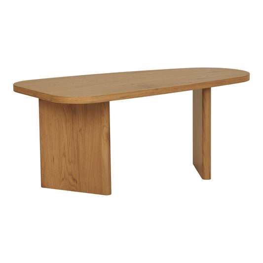 House Nordic Melo salontafel naturel 100x50 cm in MDF met warme houtlook, minimalistisch ovaal design op witte achtergrond