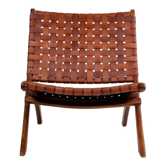 Perugia Fauteuil in Teak en Bruin Leer