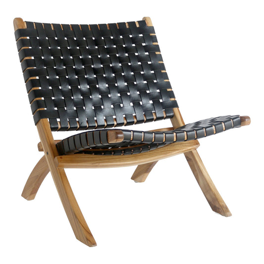 Perugia Fauteuil in Teak en Zwart Leer
