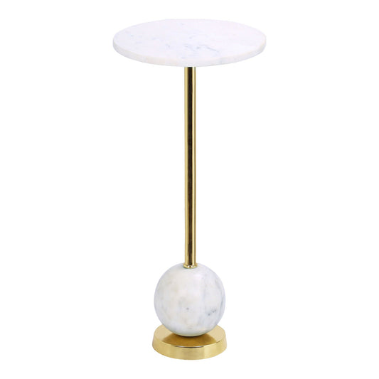 House Nordic Salo bijzettafel - compacte ronde marmeren bijzettafel met messing frame Ø25 cm, luxe accent naast bank