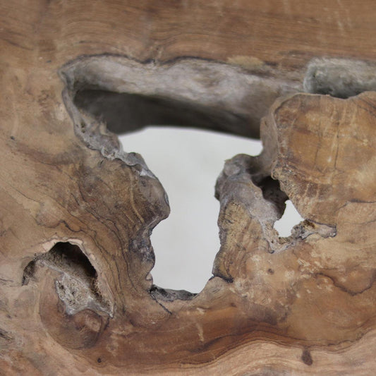 Grove houten textuur met natuurlijke, onregelmatige openingen en aardse bruine tinten.