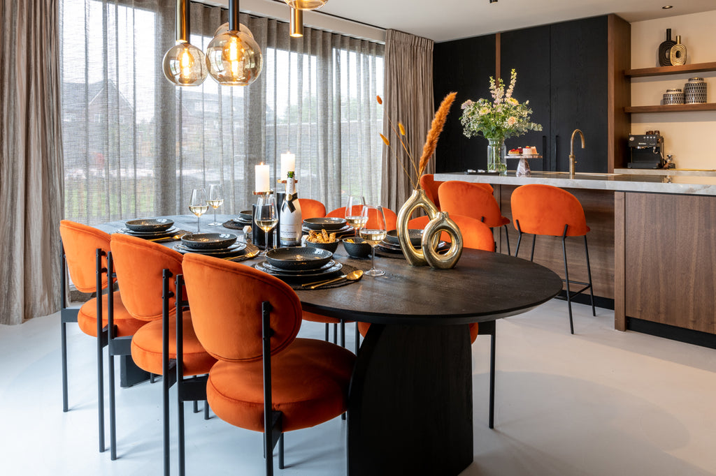Alyssa Counterstoel/Hoge Stoel Keuken Oranje Velvet