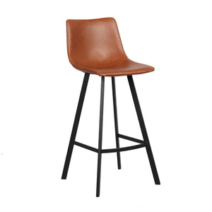 Mirello Barstoel - Cognac Leer met Metalen Onderstel