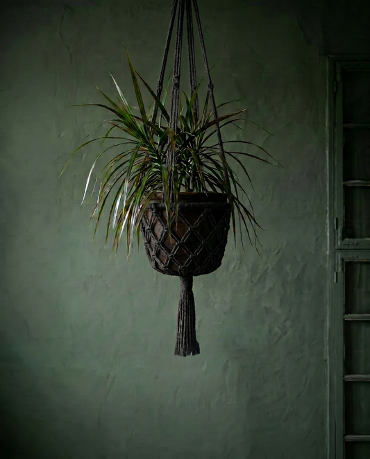 De Macrame Planthanger - Zwart - L