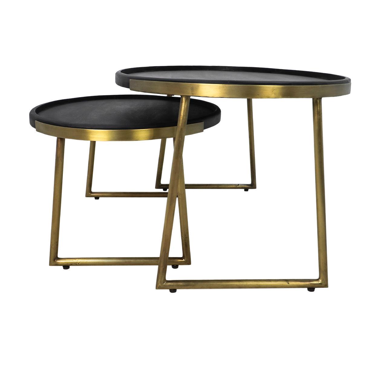 Paulson Salontafel Set 2 Zwart Goud Hout