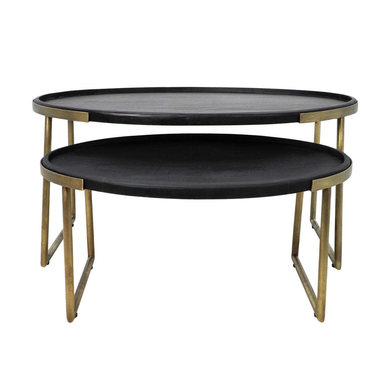 Paulson Salontafel Set 2 Zwart Goud Hout