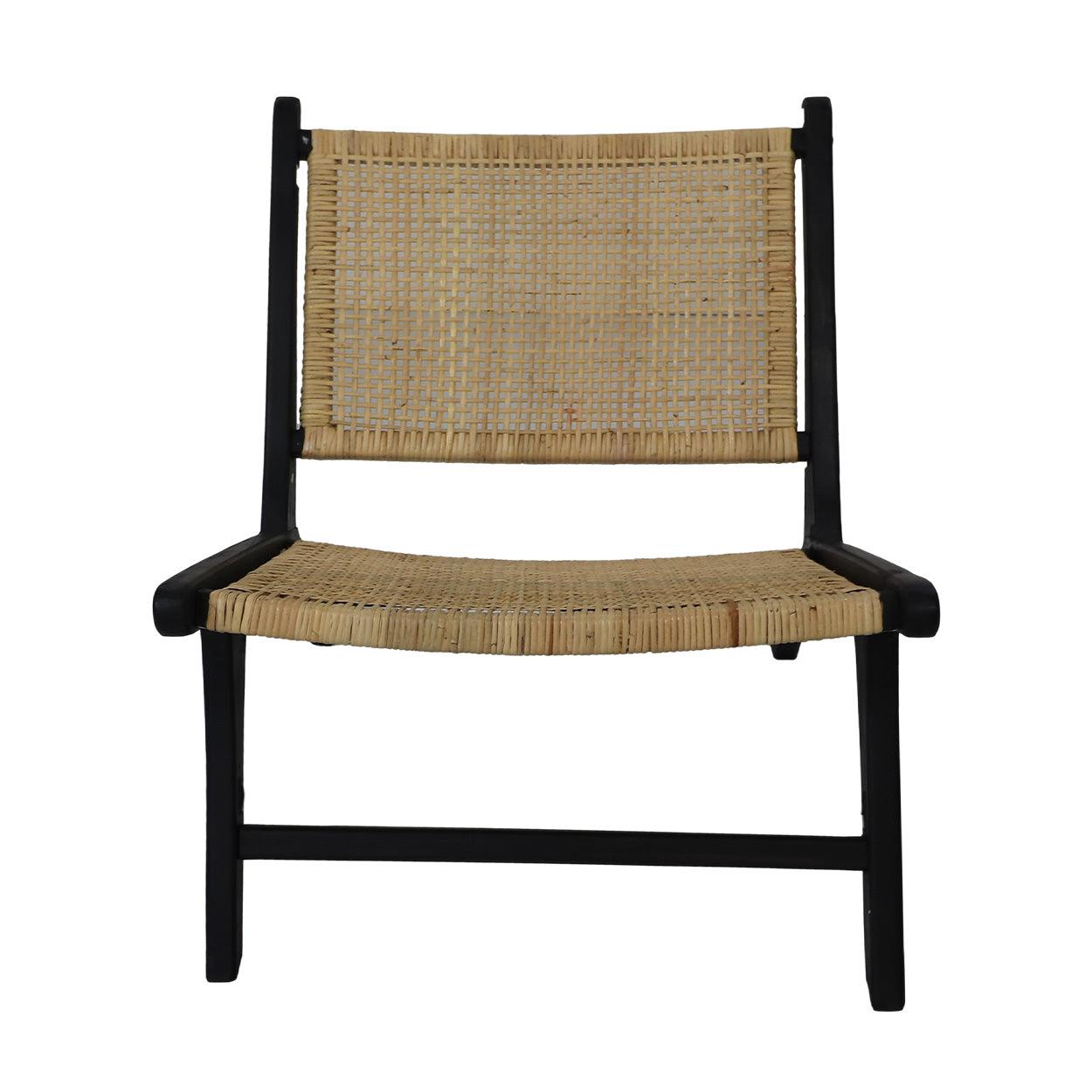 Teak Rotan Fauteuil Zwart Naturel