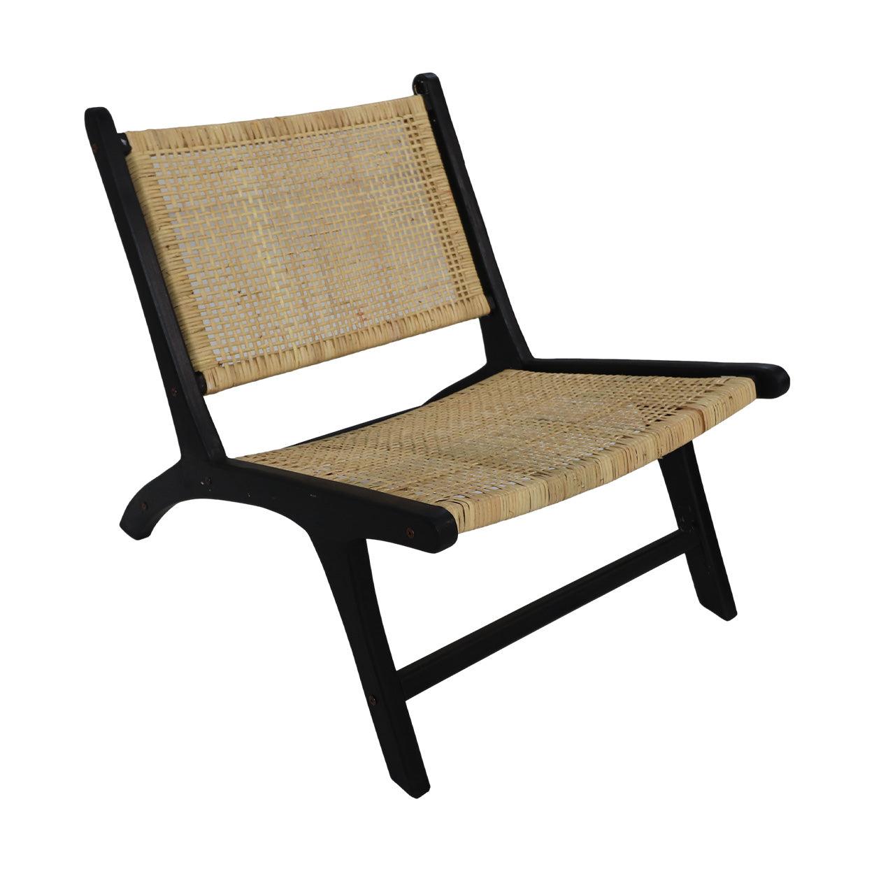 Teak Rotan Fauteuil Zwart Naturel