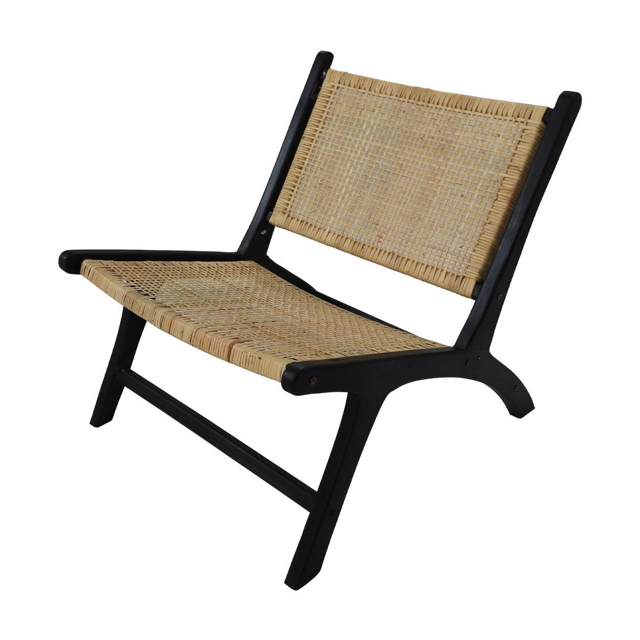 Teak Rotan Fauteuil Zwart Naturel