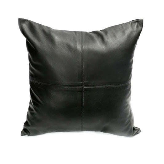 Four Leather Panel Kussenhoes Zwart 40x40