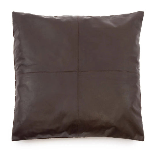 Four Panel Leather Kussenhoes Chocolade 60x60