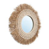 Raffia Cowrie Spiegel Naturel Wit 75 cm ø