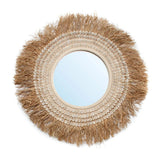 Raffia Cowrie Spiegel Naturel Wit 75 cm ø