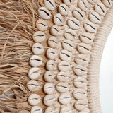Raffia Cowrie Spiegel Naturel Wit 75 cm ø