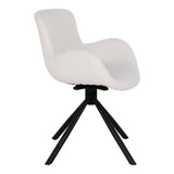 Amorim draaibare eetkamerstoel off-white bouclé met armleuning – Set van 2