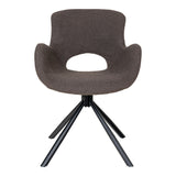 Amorim draaibare eetkamerstoelen taupe bouclé met armleuning – Set van 2
