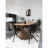 Amorim draaibare eetkamerstoelen taupe bouclé met armleuning – Set van 2