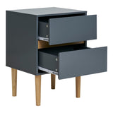House Nordic Bisley bijzettafel met twee deels geopende lades, donkergrijs MDF voorfront en sterke metalen ladegeleiders
