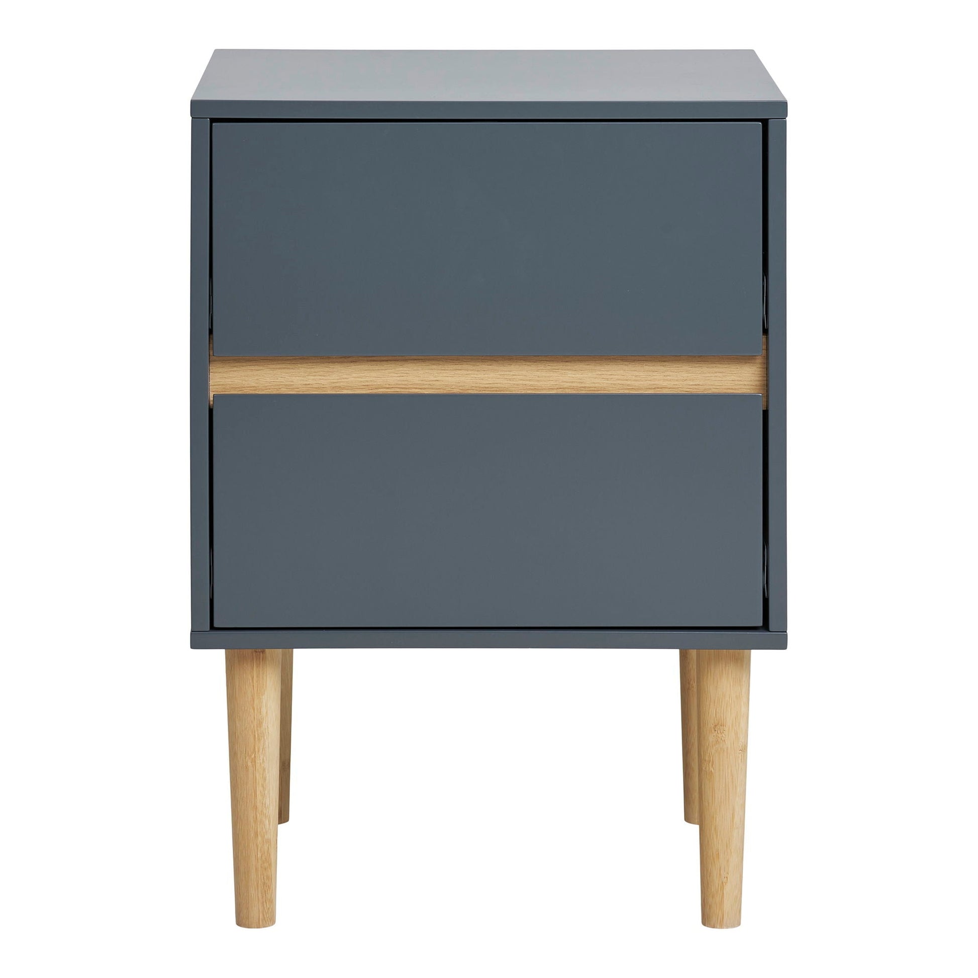 House Nordic Bisley bijzettafel met matte donkergrijze MDF kast en slanke houten poten, modern Scandinavisch design