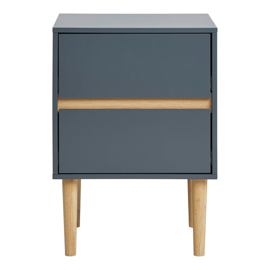 House Nordic Bisley bijzettafel met matte donkergrijze MDF kast en slanke houten poten, modern Scandinavisch design
