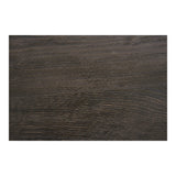 Detail van ronde donkere MDF tafelblad van House Nordic Boavista bijzettafel met diepe houtnerf en matte afwerking.