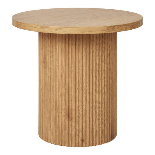 House Nordic Boavista bijzettafel - ronde bijzettafel Ø48 cm in naturel MDF met cilinderpoot en matte houtlook.
