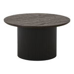 House Nordic - Boavista salontafel - ronde salontafel donkerbruin Ø80x45 cm houtlook blad, geribbelde poot in woonkamer