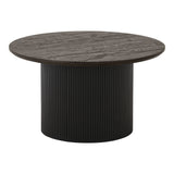 House Nordic - Boavista salontafel - ronde salontafel donkerbruin Ø80x45 cm houtlook blad, geribbelde poot in woonkamer