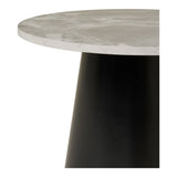 Detail van het marmerlook MDF blad met matte melamine toplaag van de House Nordic Brito salontafel in zachte grijstinten