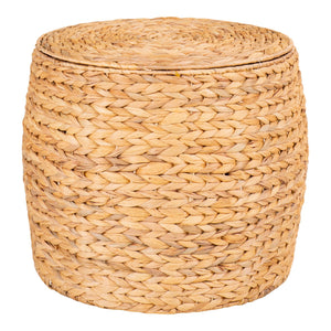 House Nordic Delia bijzettafel waterhyacint naturel met opbergruimte, ronde bijzettafel Ø43 cm, warme sfeer