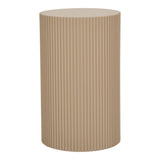 House Nordic Farense bijzettafel rond – MDF tafeltje in beige/grijs met geribbelde sokkel, slank cilindervorm Ø30×50 cm