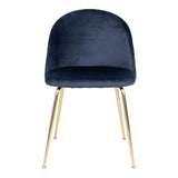 Geneve Luxe SET Keukenstoel/Eetkamerstoel Velvet Blauw Brass Set van 2