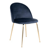 Geneve Luxe SET Keukenstoel/Eetkamerstoel Velvet Blauw Brass Set van 2