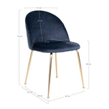 Geneve Luxe SET Keukenstoel/Eetkamerstoel Velvet Blauw Brass Set van 2
