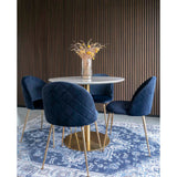 Geneve Luxe SET Keukenstoel/Eetkamerstoel Velvet Blauw Brass Set van 2