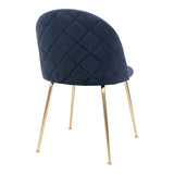 Geneve Luxe SET Keukenstoel/Eetkamerstoel Velvet Blauw Brass Set van 2