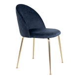 Geneve Luxe SET Keukenstoel/Eetkamerstoel Velvet Blauw Brass Set van 2