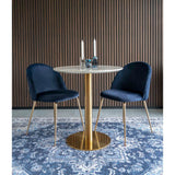 Geneve Luxe SET Keukenstoel/Eetkamerstoel Velvet Blauw Brass Set van 2