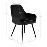 Harbo Eetkamerstoel Zwart Velvet Set van 2