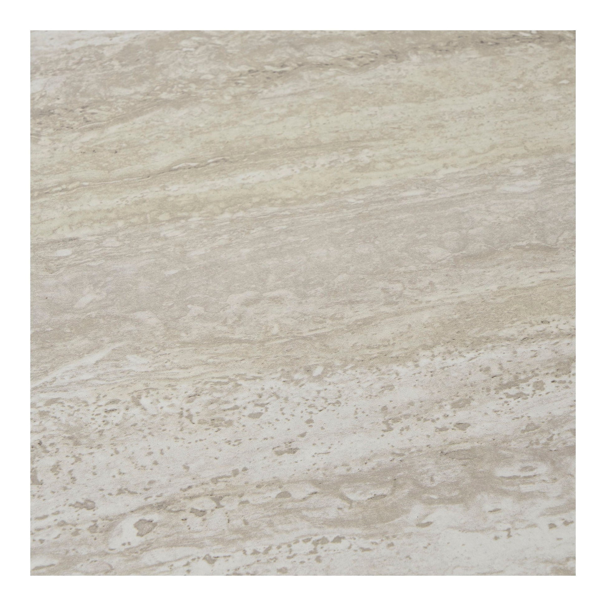 Gedetailleerd bovenaanzicht van het ronde travertijnlook blad House Nordic Leuven bijzettafel met subtiele adering