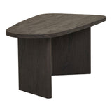 Detail van de rechte MDF-poten en robuuste constructie van House Nordic Melo salontafel in donkerbruine houtlook.