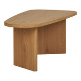 Gedetailleerd shot van het MDF van de Melo salontafel in naturel van House Nordic, met zicht op pootverbinding en houtnerf