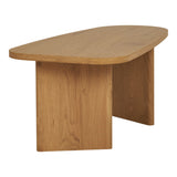 Harmonisch profiel van de Melo salontafel in naturel, gefotografeerd vanuit linkerhoek, toont MDF blad met houten nerf