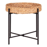 House Nordic - Naro bijzettafel rond Ø50 cm - waterhyacint blad met mat zwart frame voor een Scandi boho uitstraling