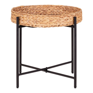 House Nordic - Naro bijzettafel rond Ø50 cm - waterhyacint blad met mat zwart frame voor een Scandi boho uitstraling
