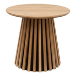 House Nordic Osaka bijzettafel – ronde naturel eikenfineer Ø50 cm met luchtige lamellen voet, ideaal naast bank